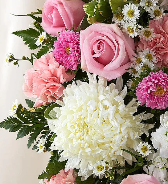 Floral Heart Tribute - Pink & White