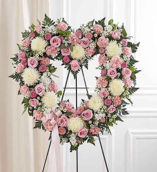 Floral Heart Tribute - Pink & White