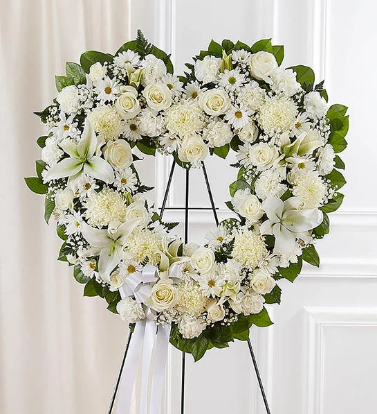 Floral Heart Tribute- White