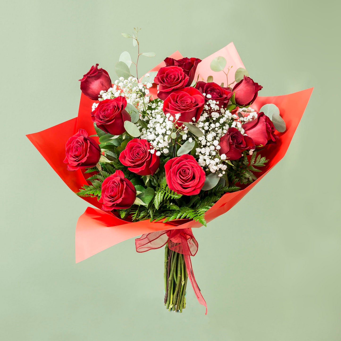 Classic Red Rose Wrapped Bouquet