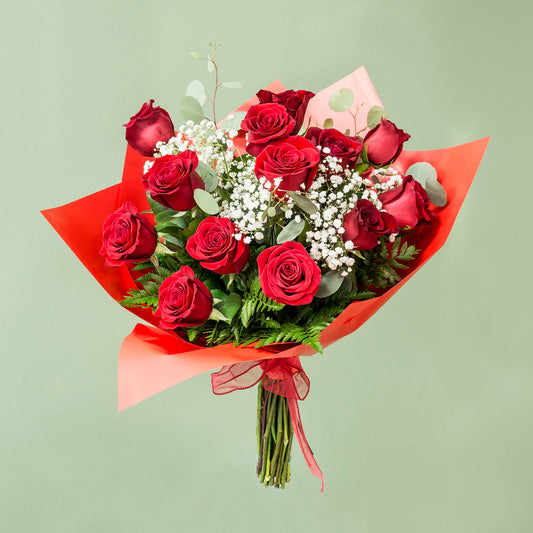 Classic Red Rose Wrapped Bouquet