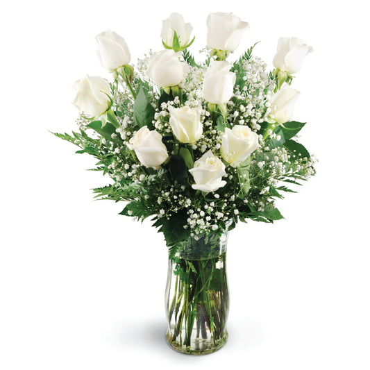 Dozen White Roses Bouquet