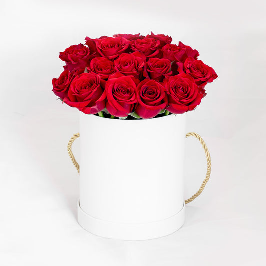 Flower box red roses